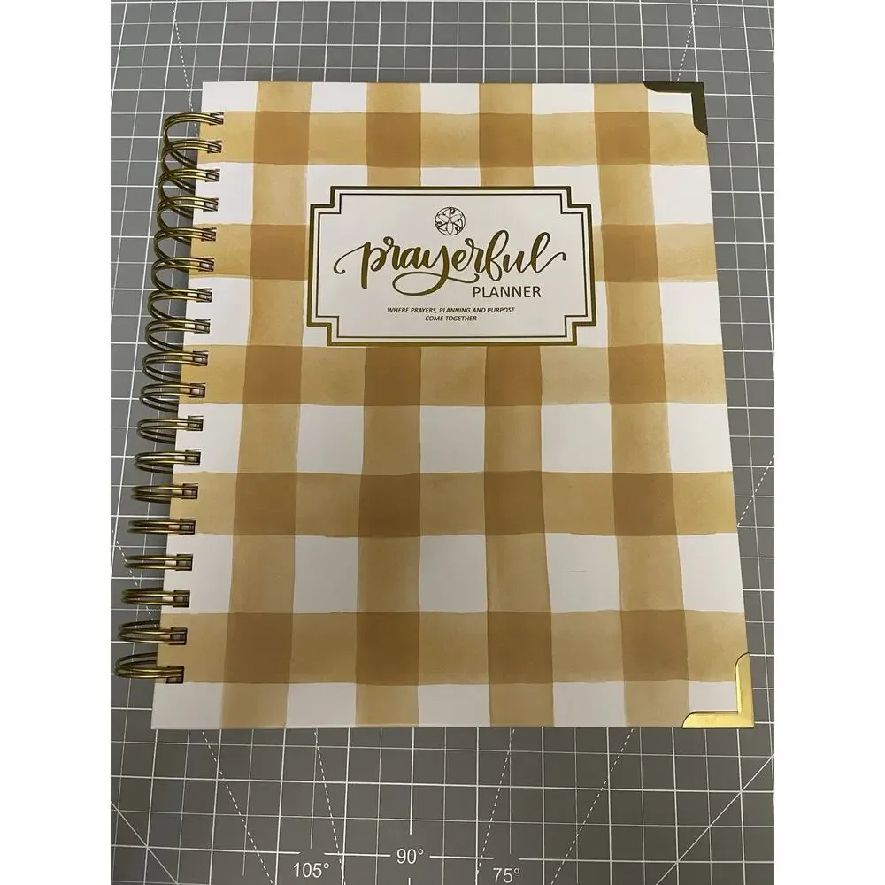 Prayerful Planner Undated Classic 7.5”x 9.5” Spiral Bound Yellow Gingham NIB